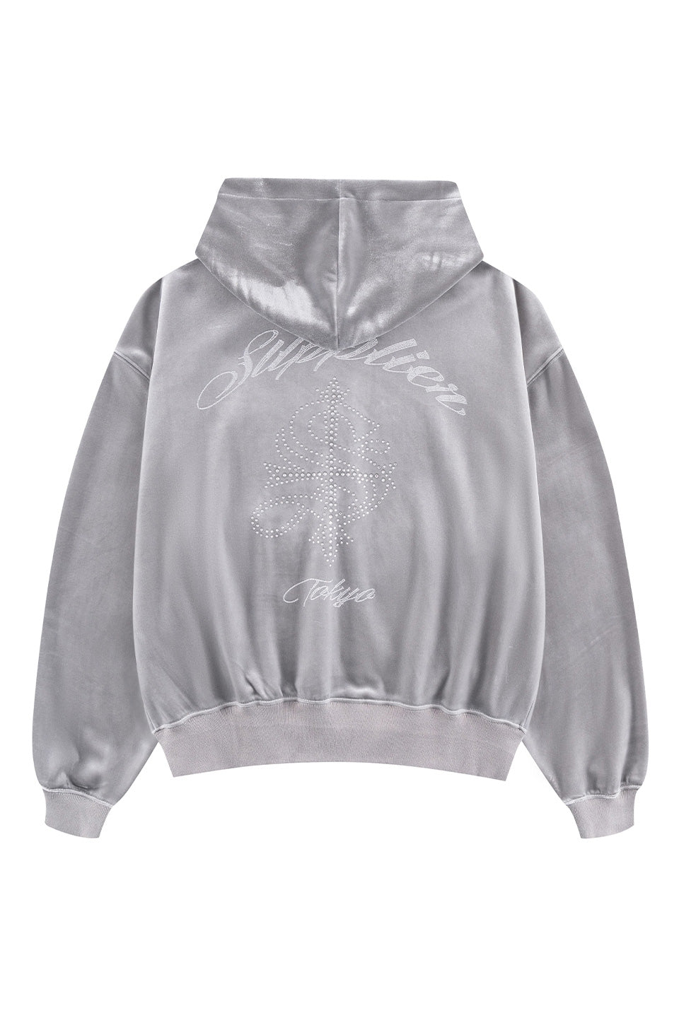 【一部予約商品】Cross Rhinestone Velour Zip Hoodie【10月中旬お届け】
