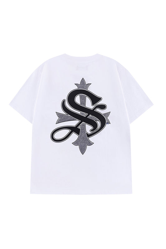 Cross Tee White & Black (Slim Silhouette)