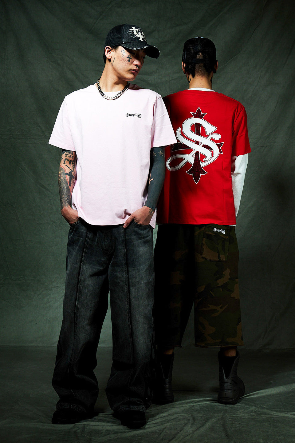 Cross Tee Pink & Black (Slim Silhouette)