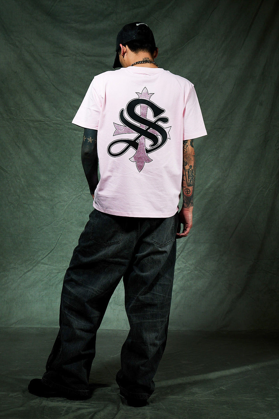 Cross Tee Pink & Black (Slim Silhouette)