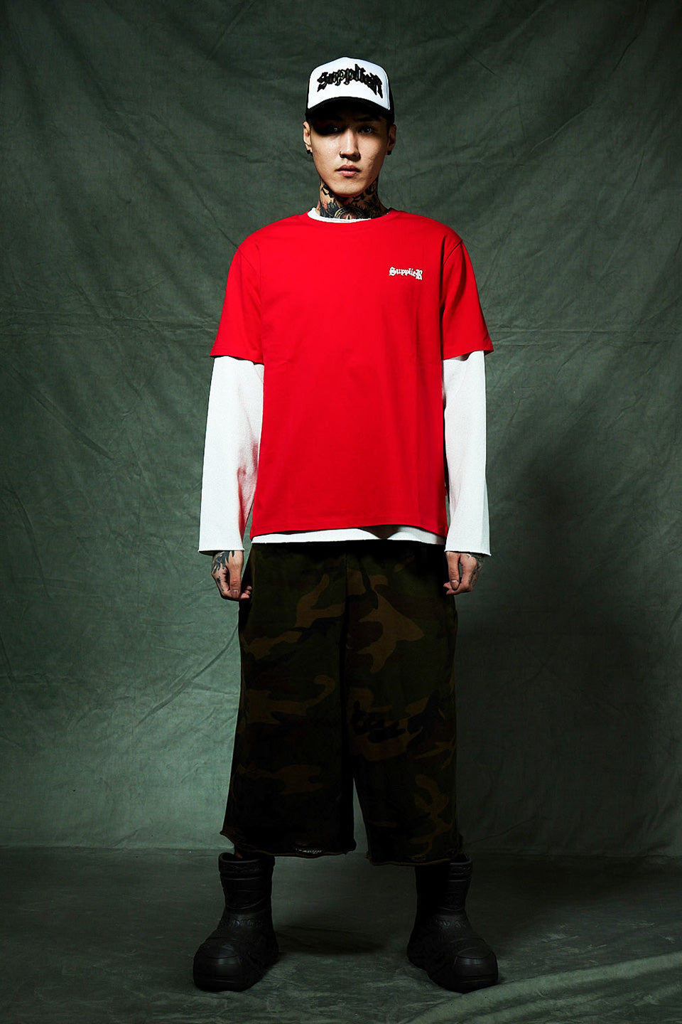 Cross Tee Red & Black (Slim Silhouette)