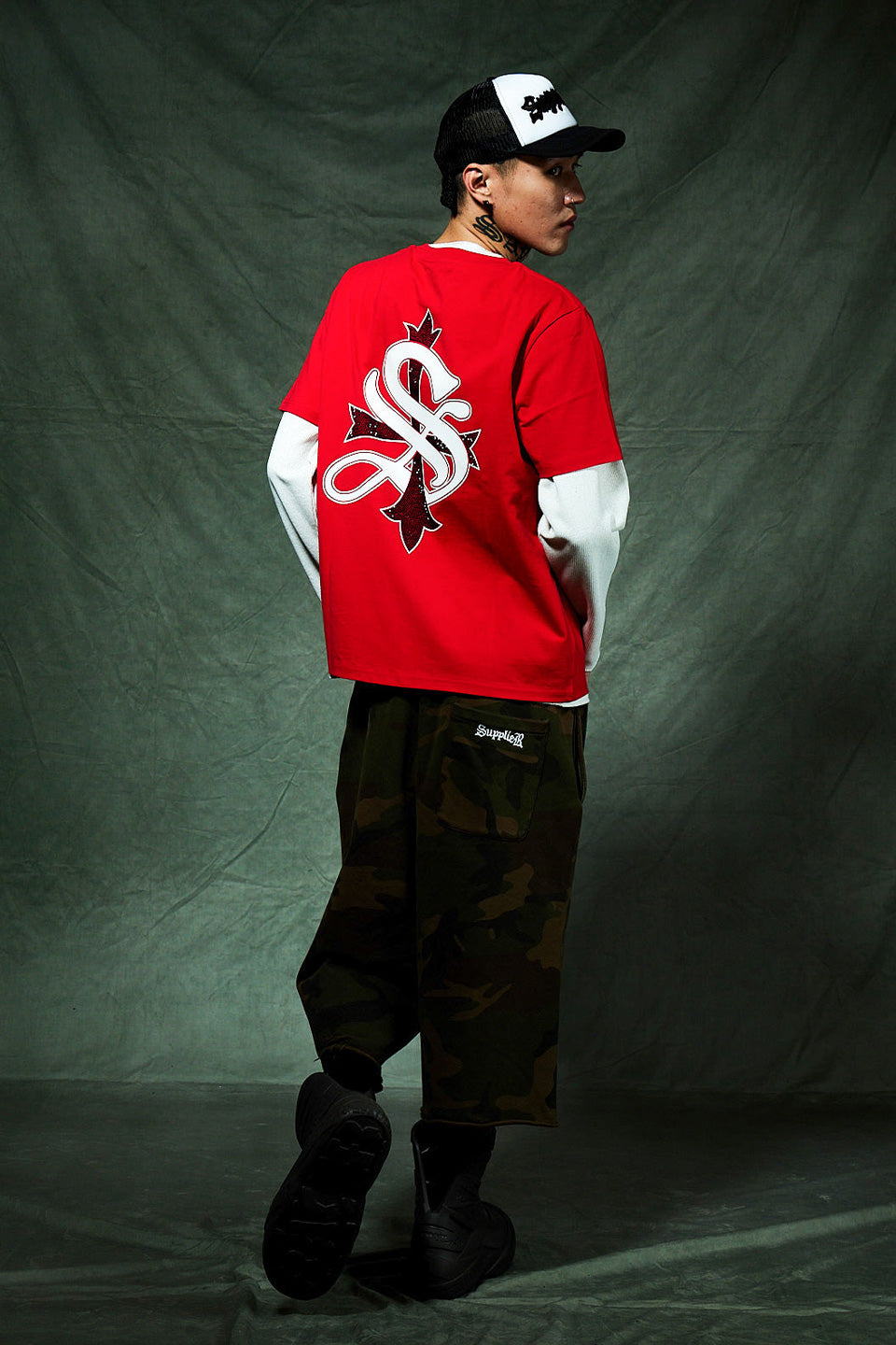 Cross Tee Red & Black (Slim Silhouette)