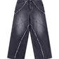 Curve Switching Baggy Denim Pants