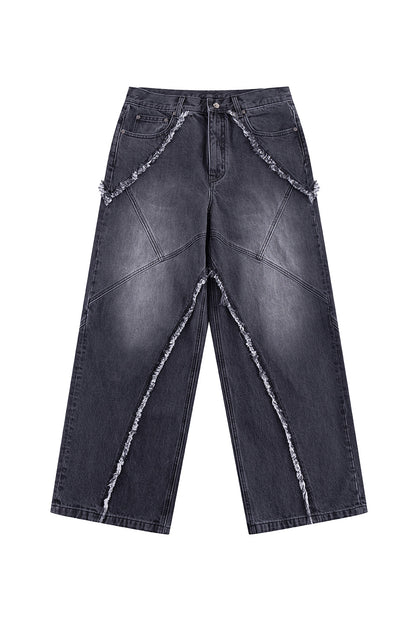 Curve Switching Baggy Denim Pants