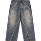 Curve Switching Baggy Denim Pants
