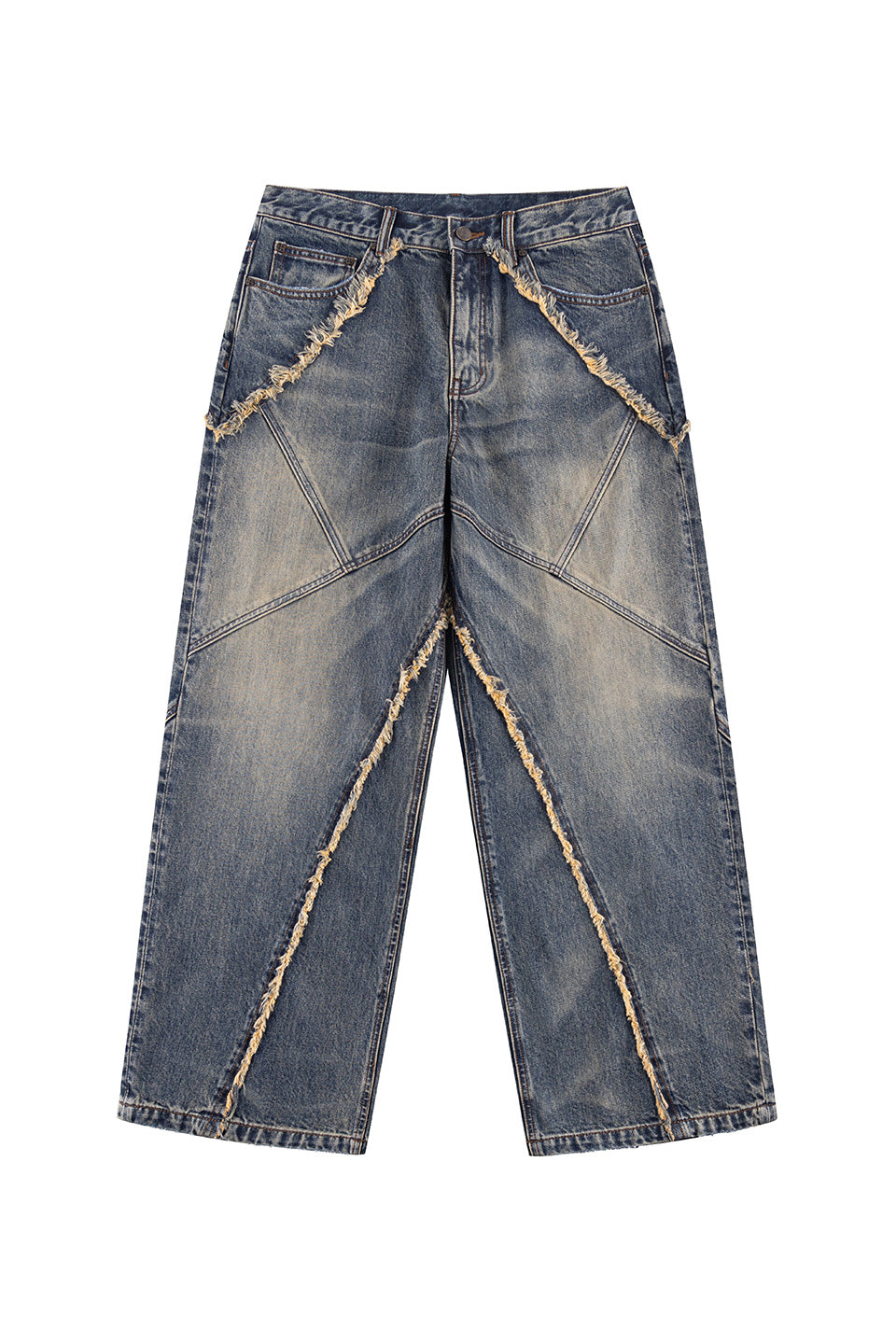 Curve Switching Baggy Denim Pants