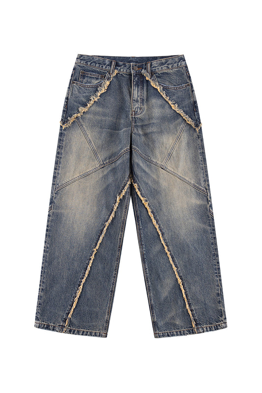 Curve Switching Baggy Denim Pants