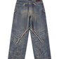 Curve Switching Baggy Denim Pants