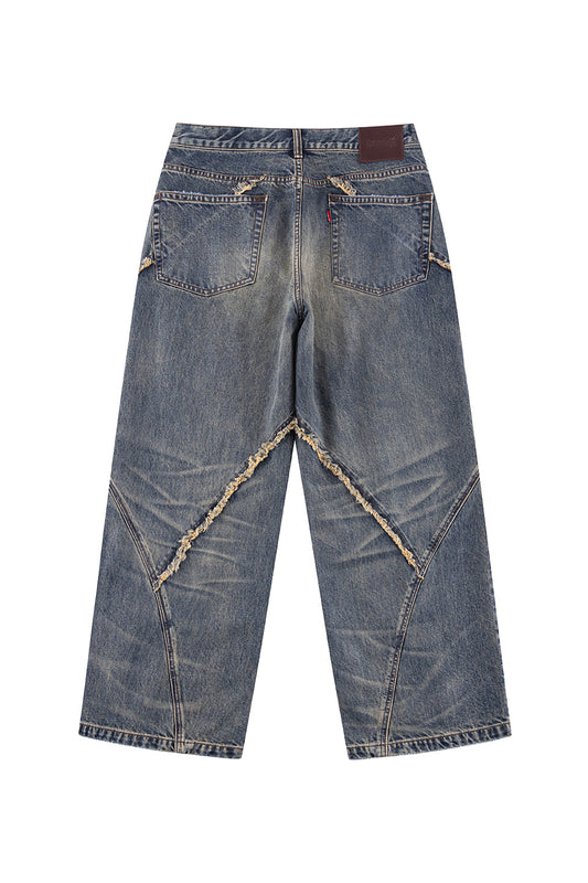 Curve Switching Baggy Denim Pants