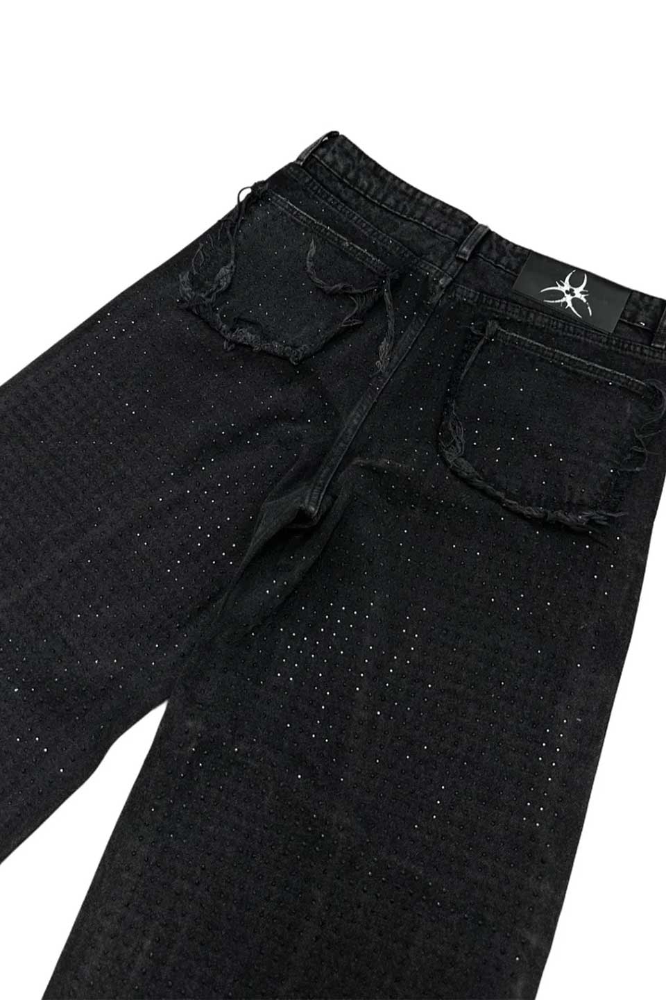 Cz Rhinestone Washed Jeans