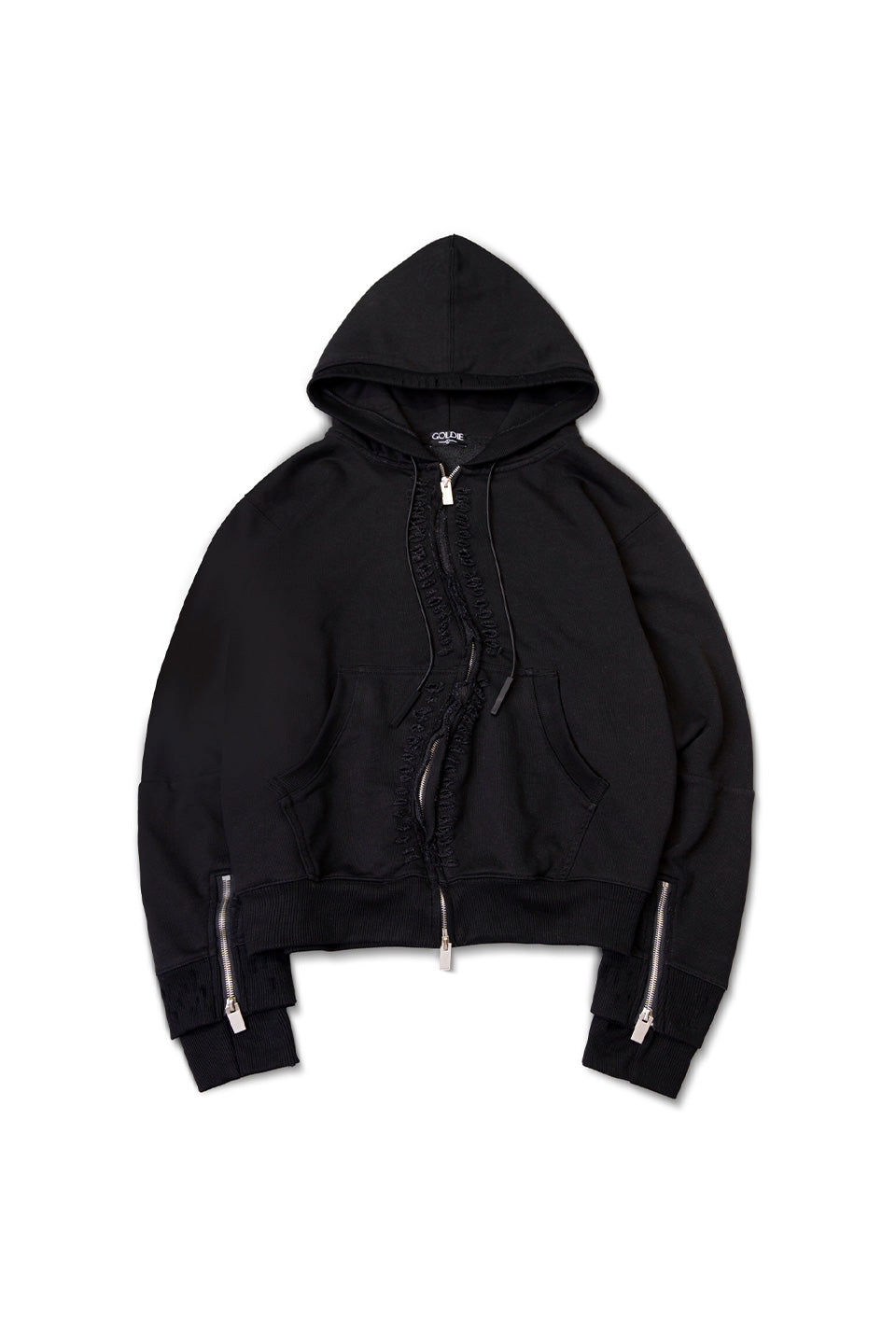 Distressed Gc Curved Zip Hoodie