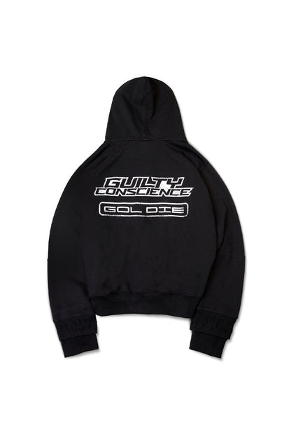 Distressed Gc Curved Zip Hoodie