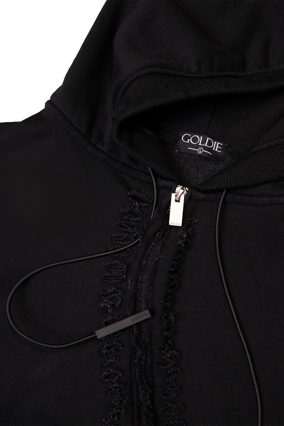 Distressed Gc Curved Zip Hoodie
