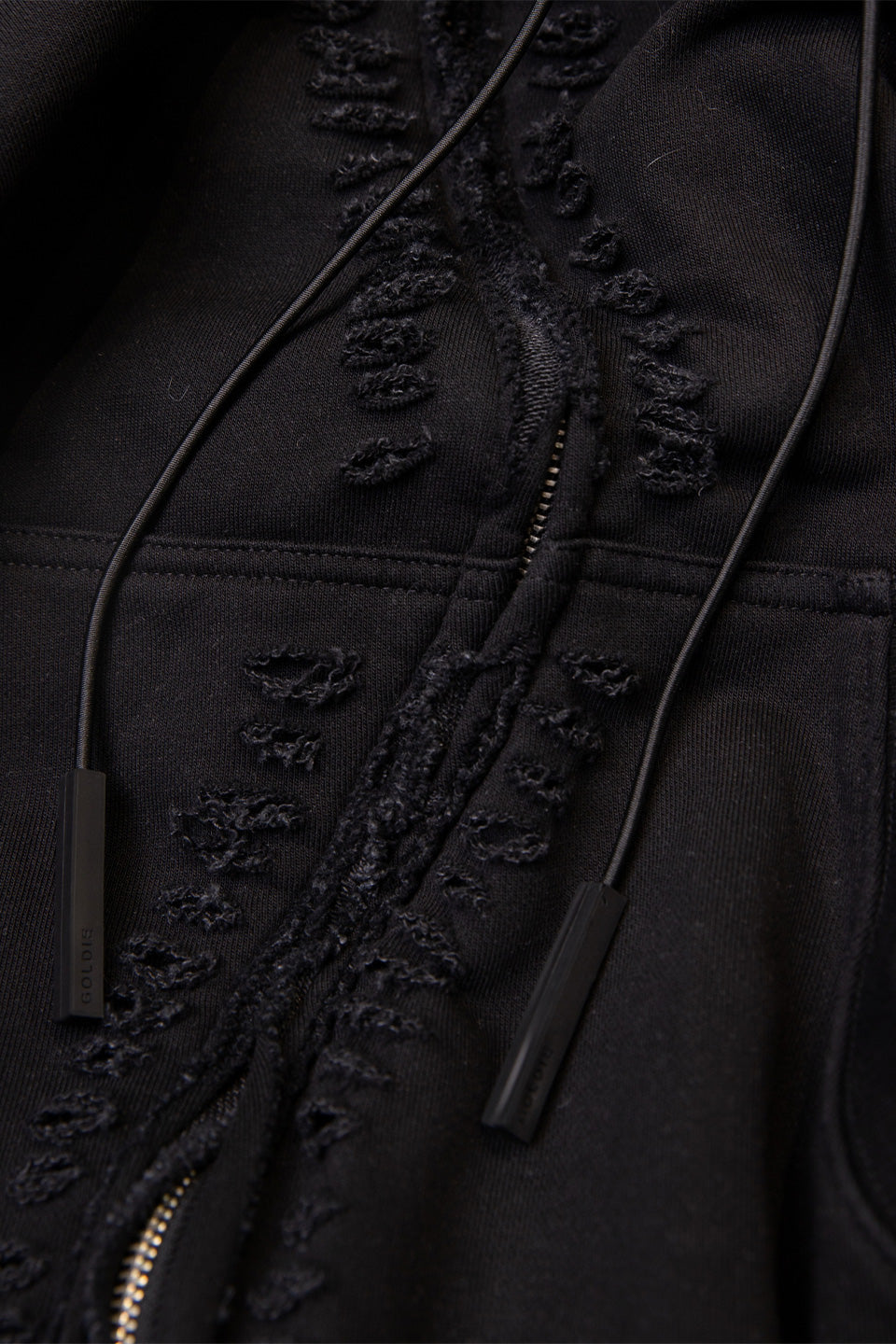 Distressed Gc Curved Zip Hoodie