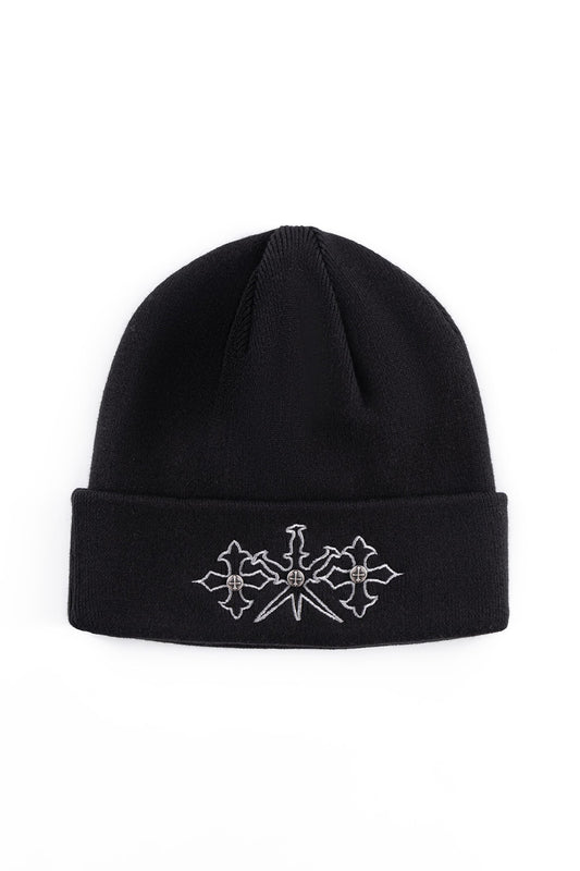 Dagger Cross Embroidery Beanie