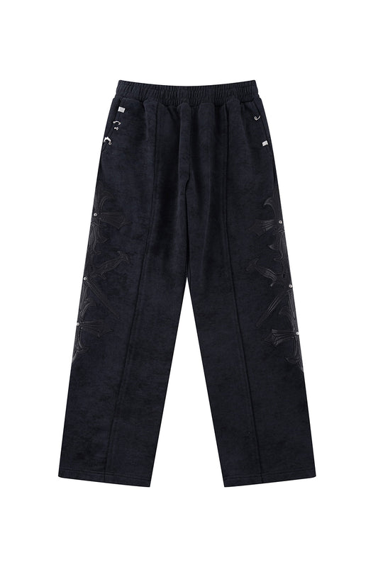 Dagger Cross Leather Patch Baggy Jogger Patns