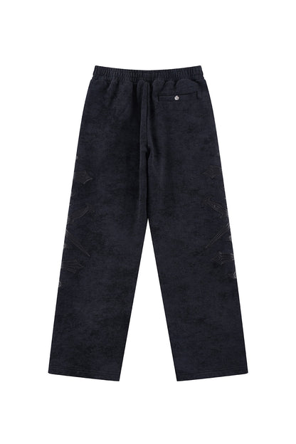 Dagger Cross Leather Patch Baggy Jogger Patns