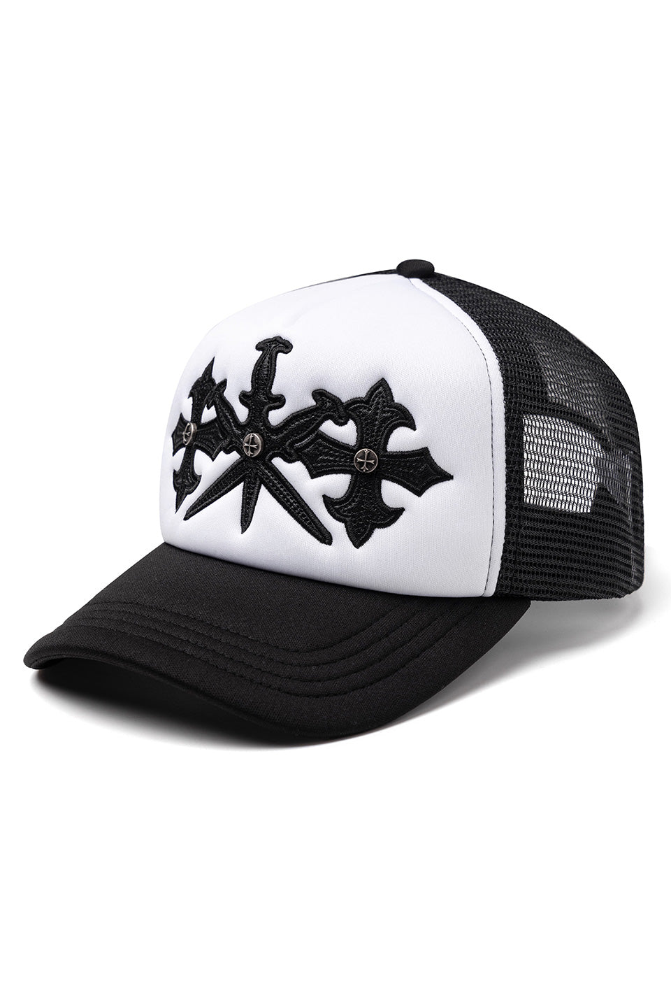 Dagger Cross Leather Patch Mash Cap
