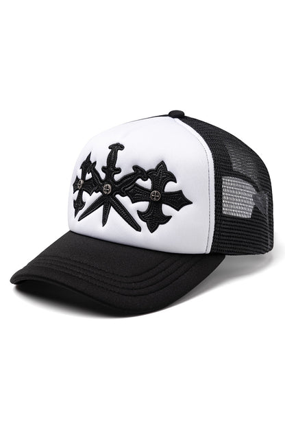 Dagger Cross Leather Patch Mash Cap