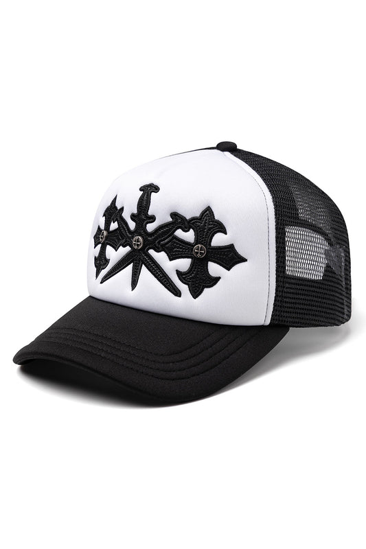 Dagger Cross Leather Patch Mash Cap