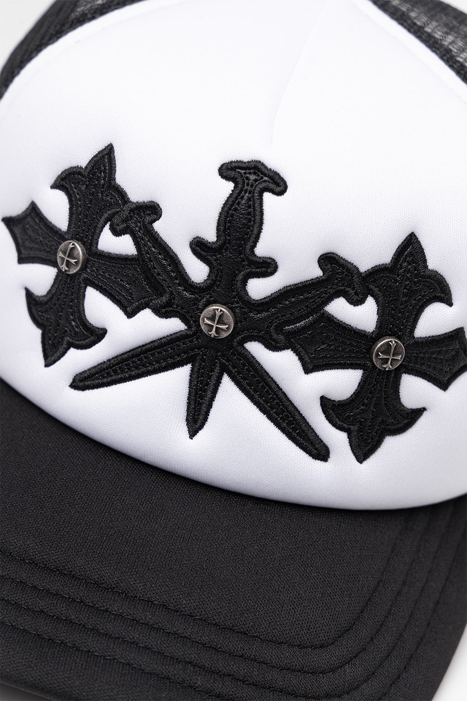 Dagger Cross Leather Patch Mash Cap