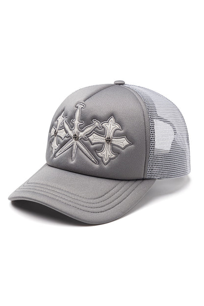 Dagger Cross Leather Patch Mash Cap