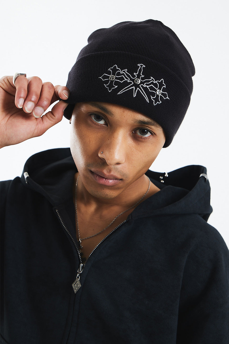 Dagger Cross Embroidery Beanie