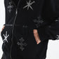Dagger Cross Rhinestone Zip Hoodie