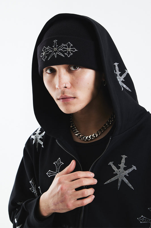 Dagger Cross Embroidery Beanie
