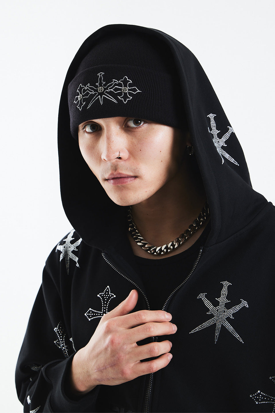 Dagger Cross Embroidery Beanie