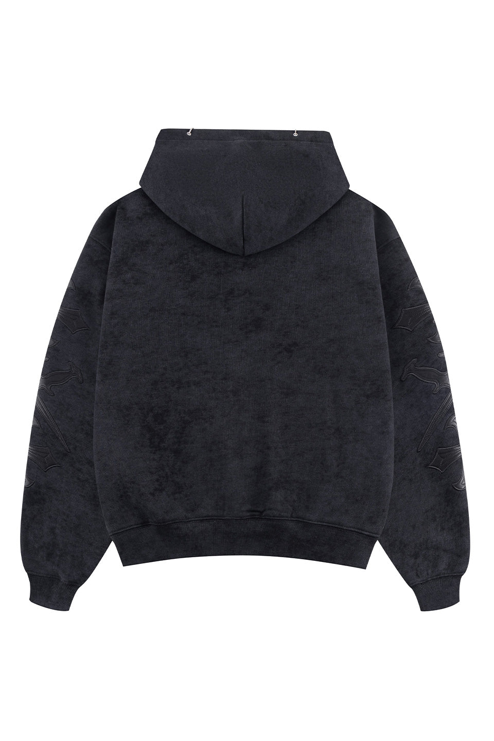 Dagger Cross Leather Patch Zip Hoodie