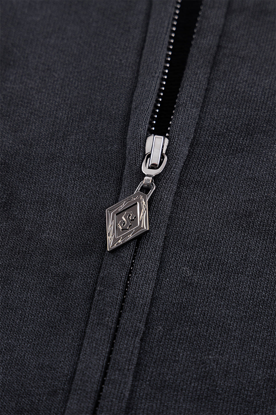 Dagger Cross Leather Patch Zip Hoodie