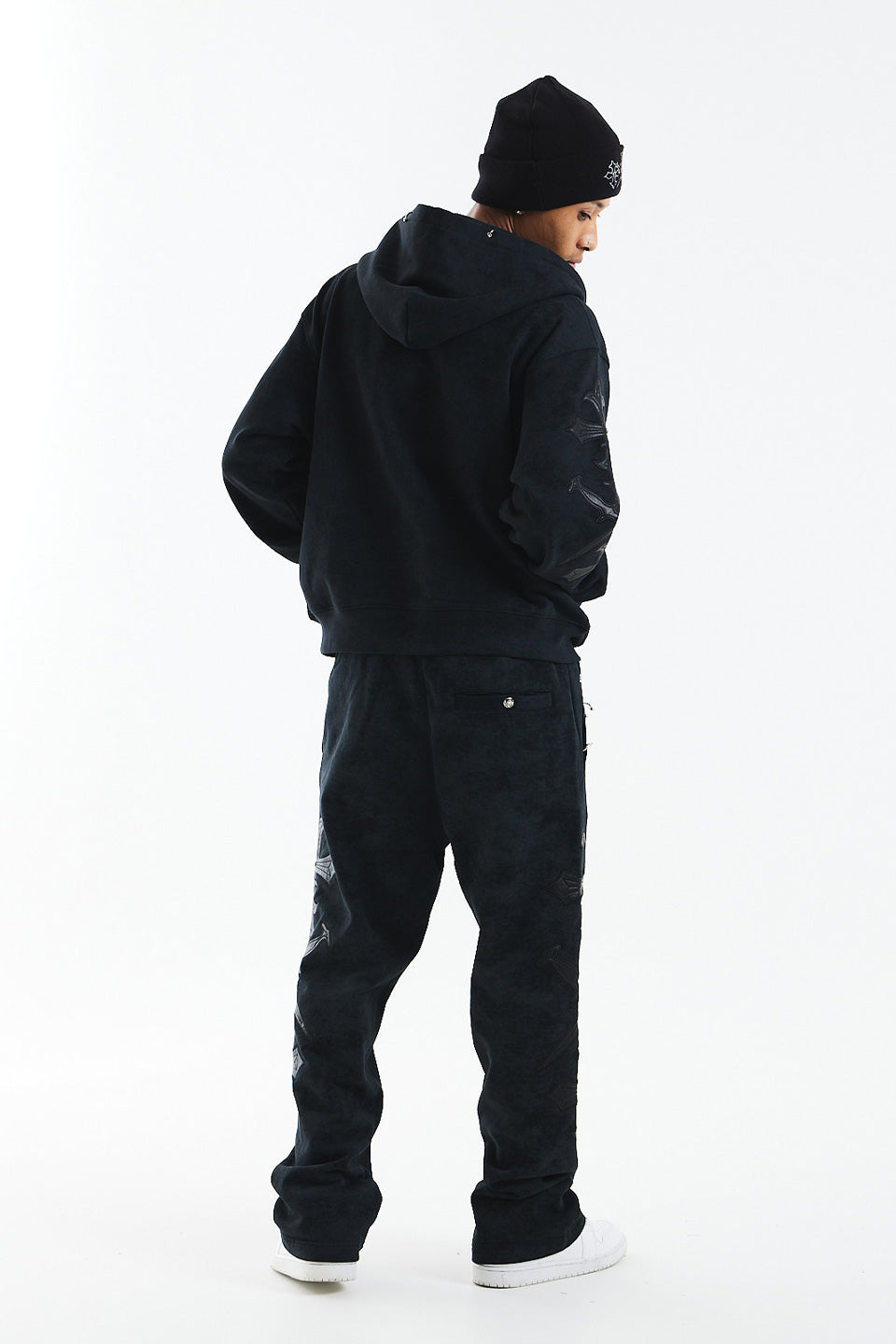 Dagger Cross Leather Patch Baggy Jogger Patns