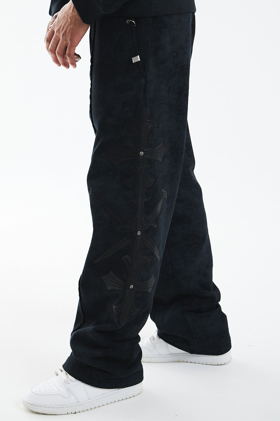 【黒S】Daggers Pant【新品同様】 Dagger Cross Leather Patch Baggy Jogger Patns｜Unknown London