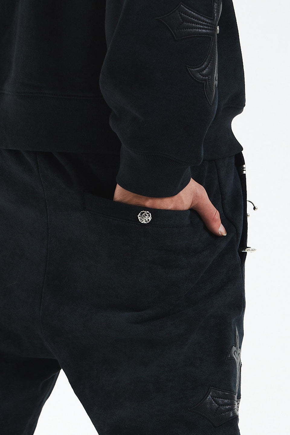 Dagger Cross Leather Patch Baggy Jogger Patns