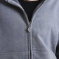 Dagger Cross Leather Patch Zip Hoodie