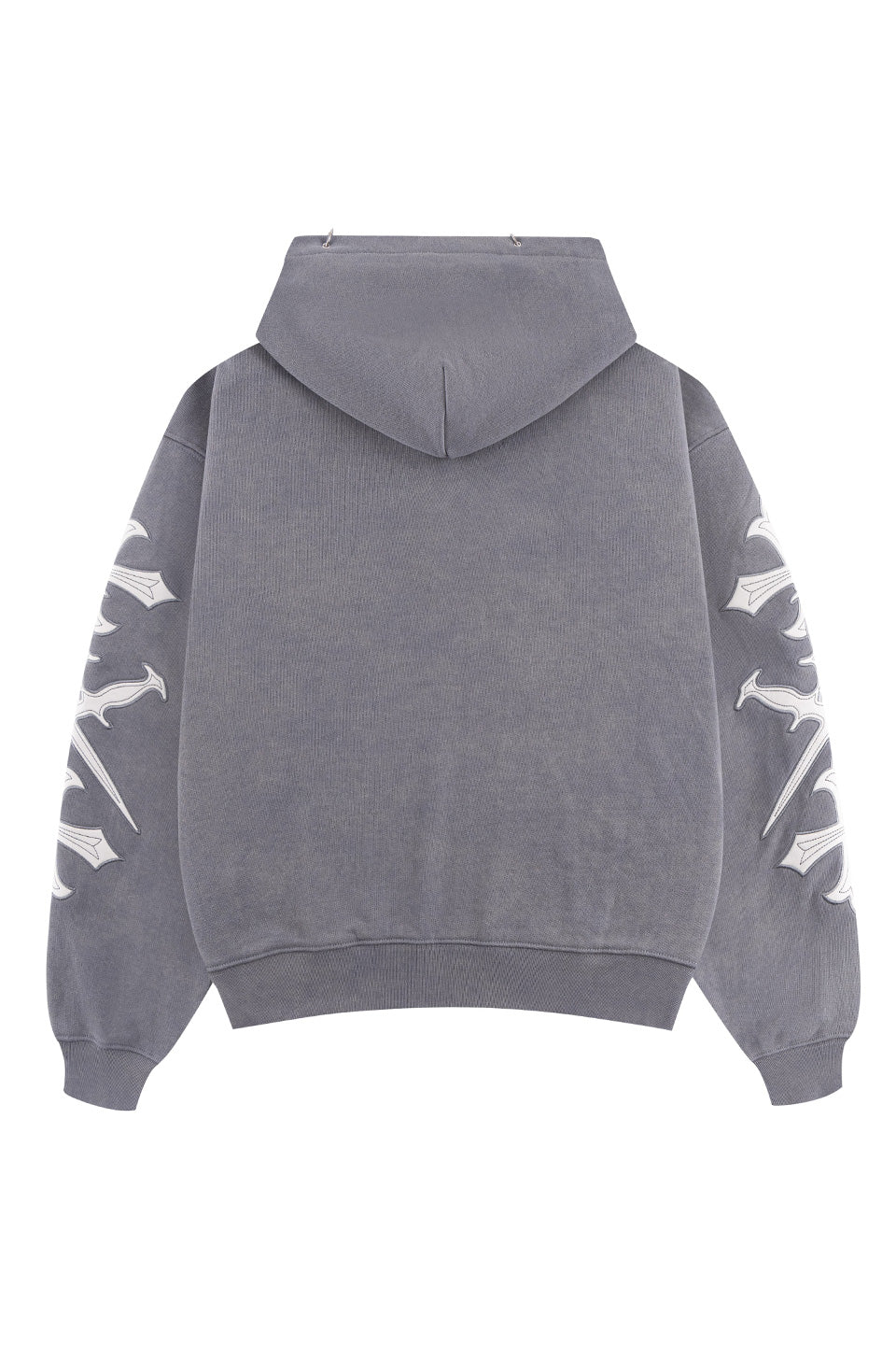 Dagger Cross Leather Patch Zip Hoodie