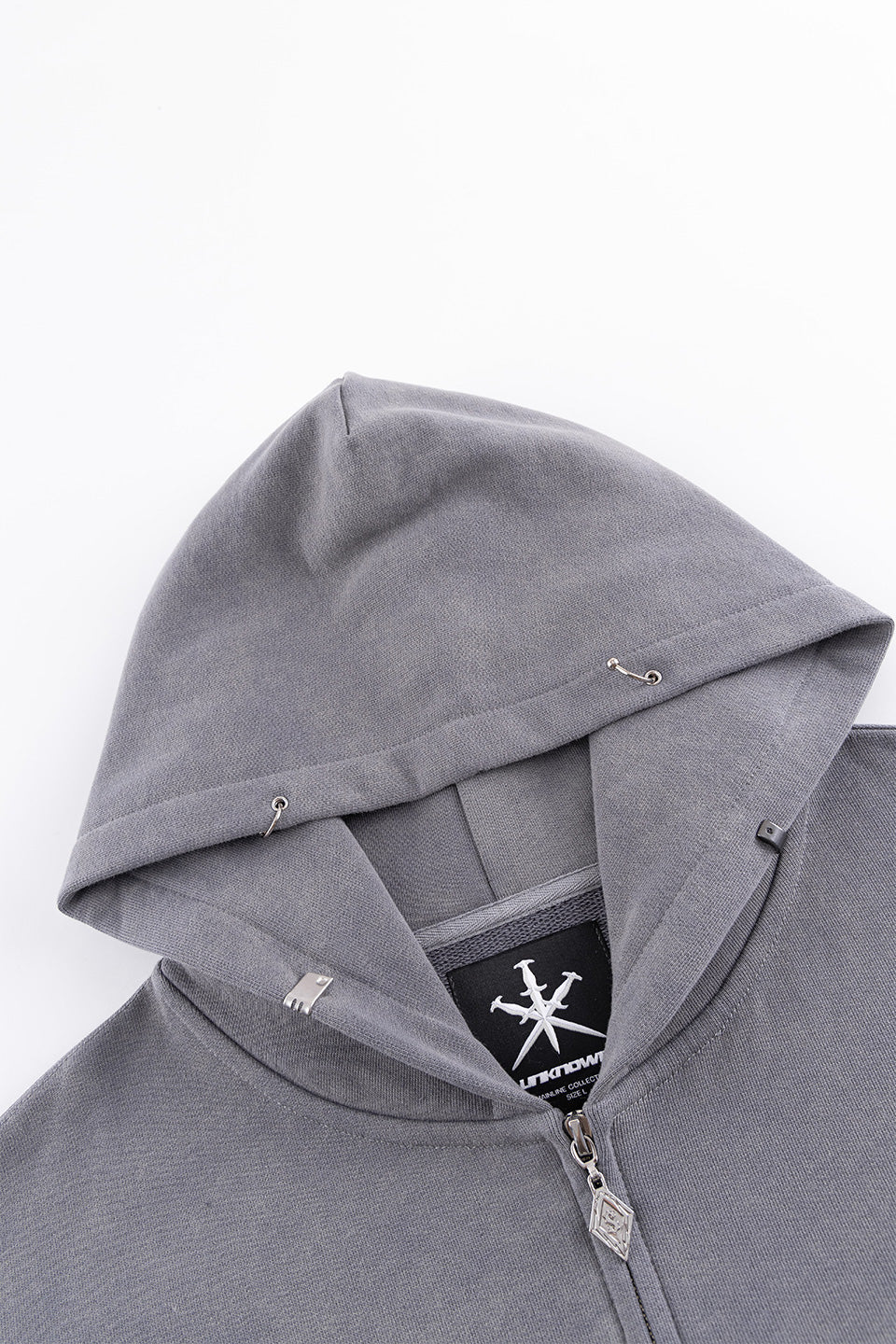 Dagger Cross Leather Patch Zip Hoodie