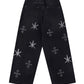Dagger Cross Rhinestone Baggy Denim Pants