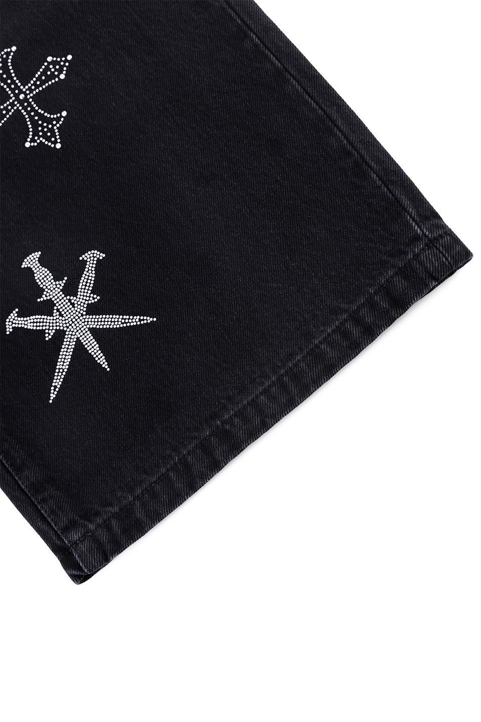 Dagger Cross Rhinestone Baggy Denim Pants