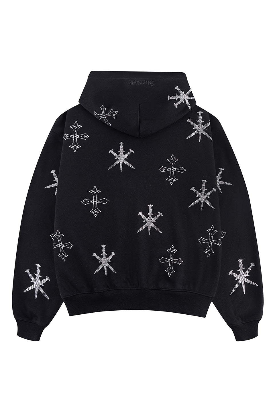 Dagger Cross Rhinestone Zip Hoodie