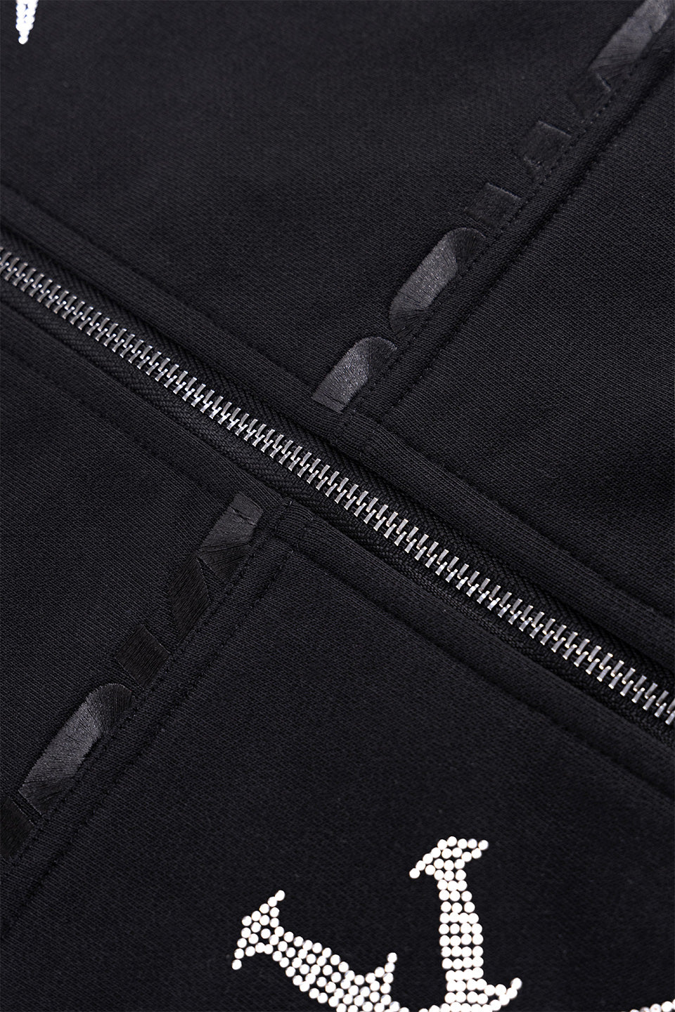 Dagger Cross Rhinestone Zip Hoodie
