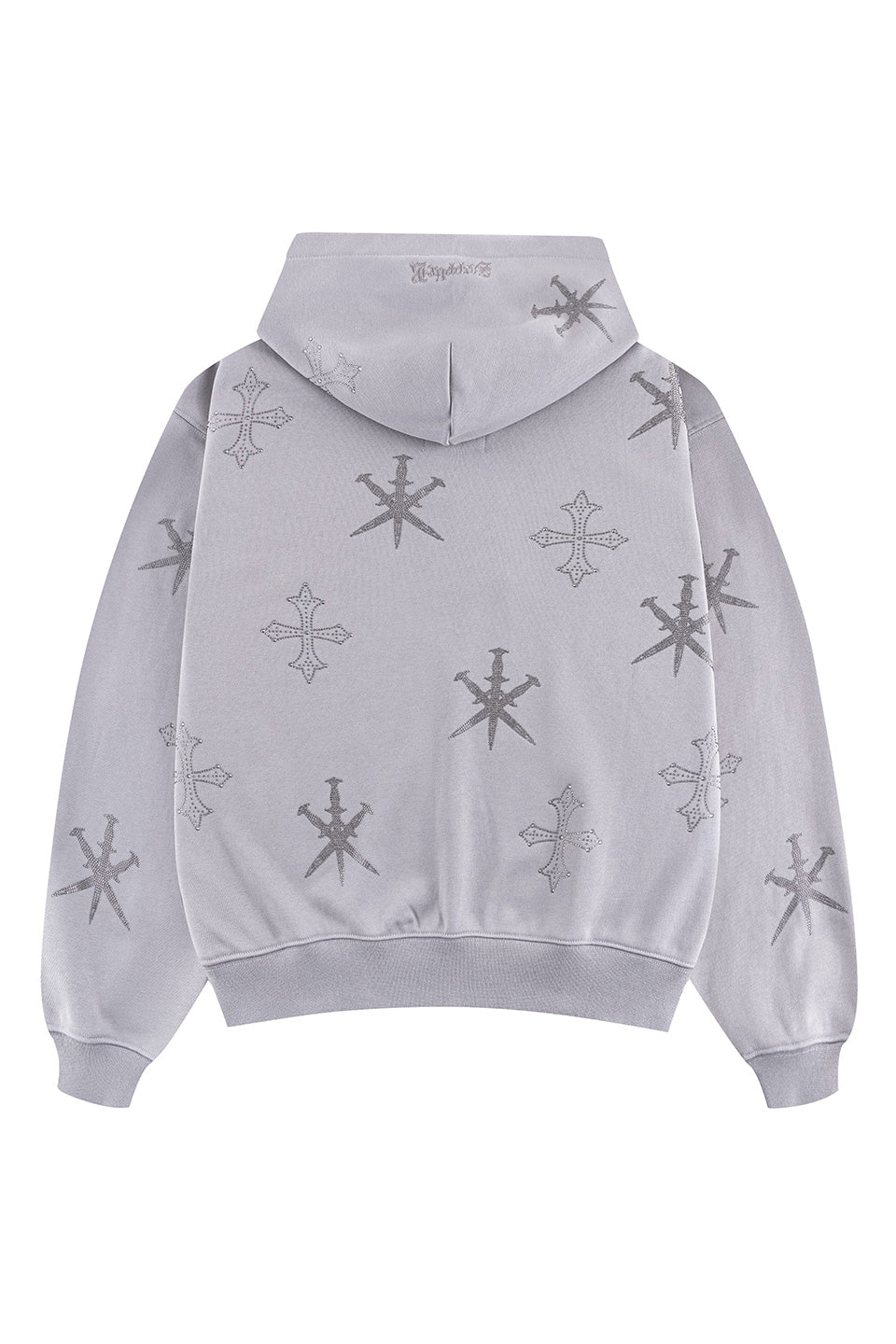 Dagger Cross Rhinestone Zip Hoodie