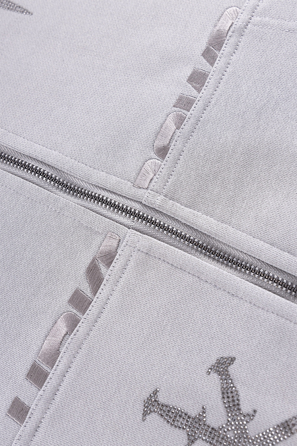 Dagger Cross Rhinestone Zip Hoodie