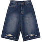 Cursive Rhinestone Washed Jorts