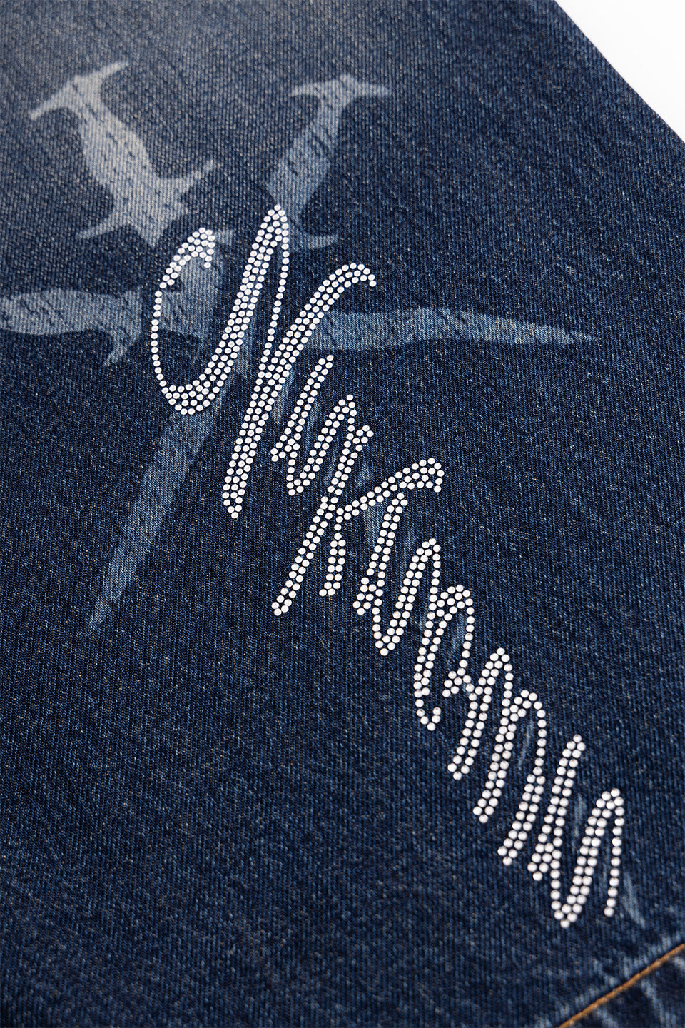Cursive Rhinestone Washed Jorts