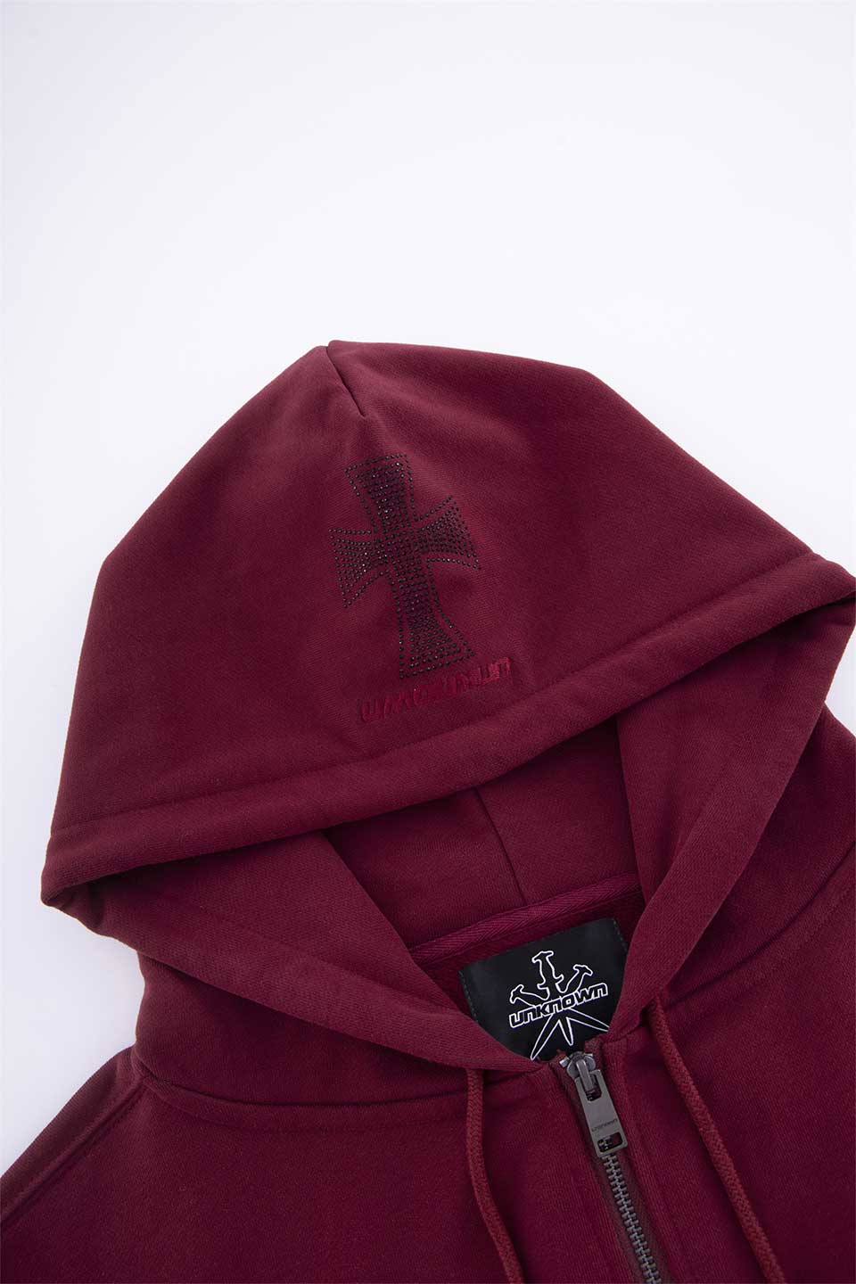 Dark Redxblack Cross Zip Hoodie