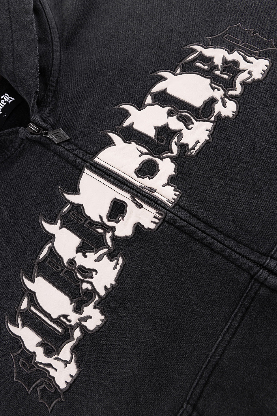 Demon Skull Leather Patch Zip Hoodie｜SUPPLIER｜フーディー