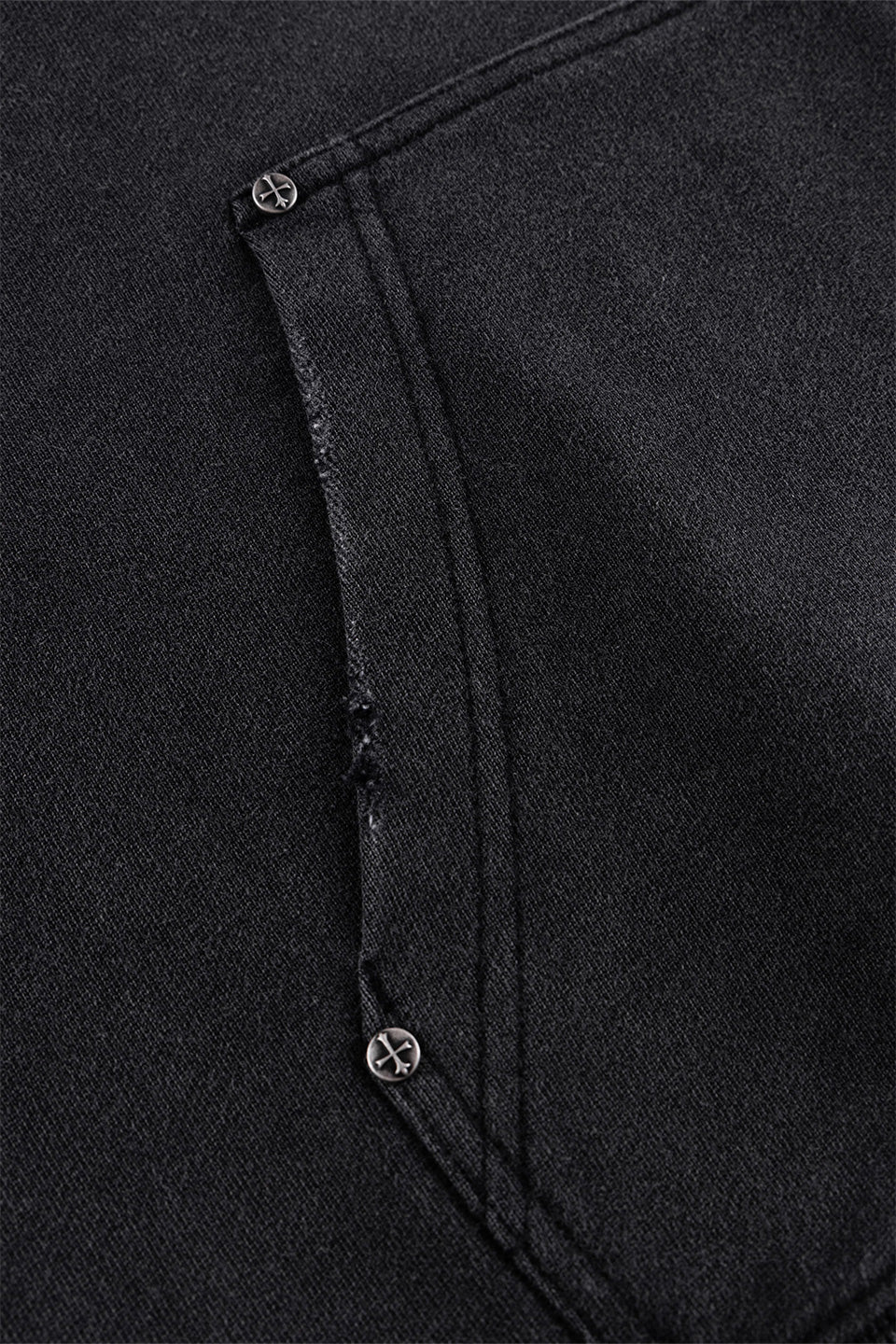 Skull Leather Patch Zip Hoodie