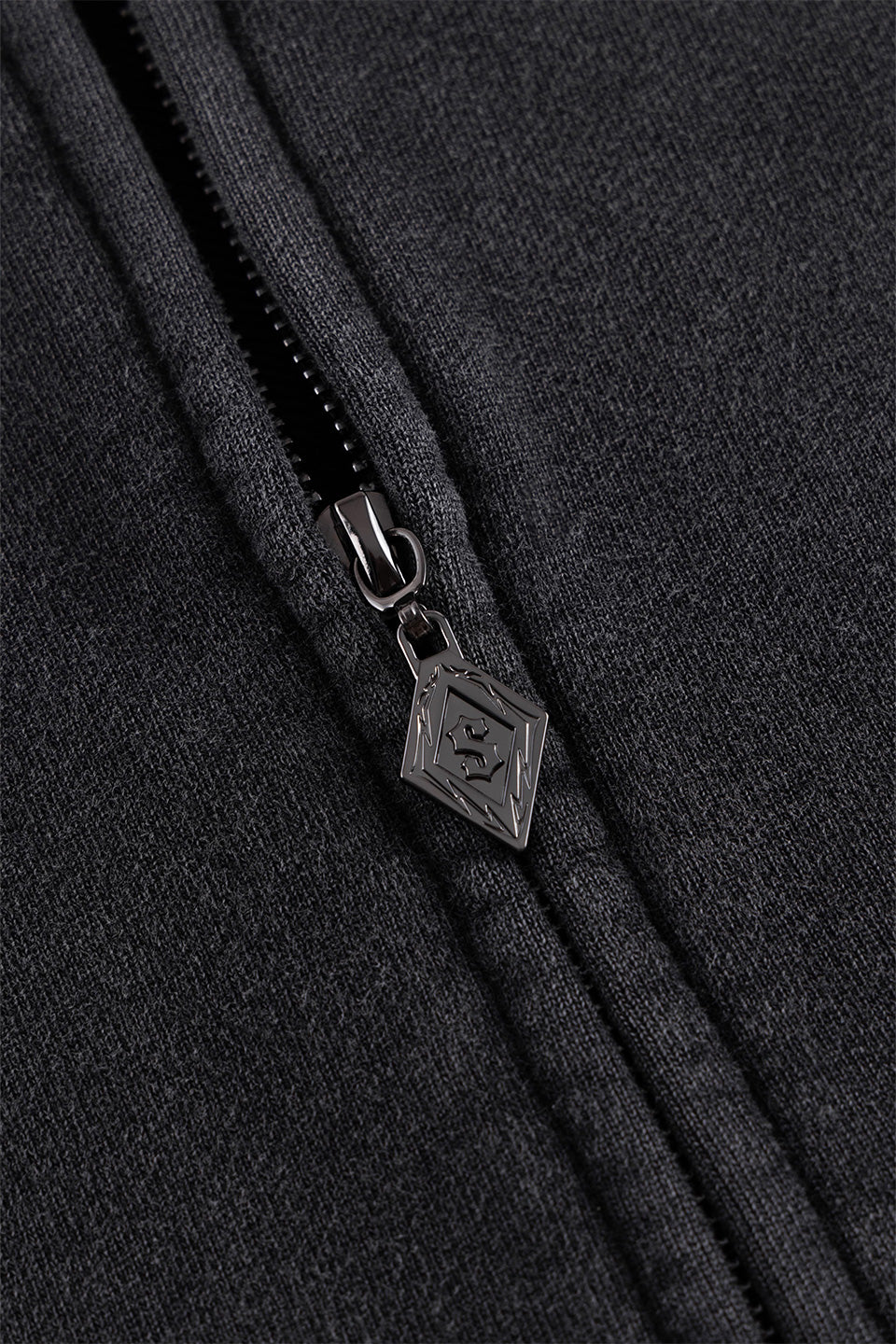 Skull Leather Patch Zip Hoodie